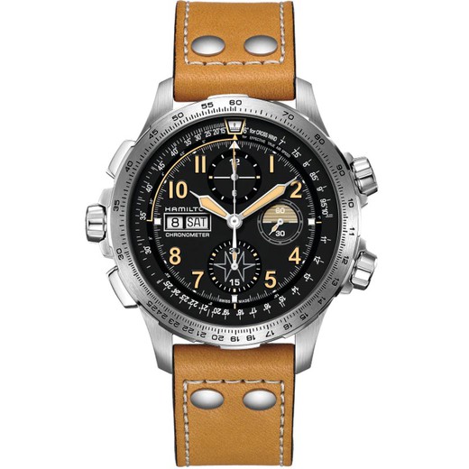 H77796535  Khaki AviationX-WIND DAY DATE AUTO CHRONO