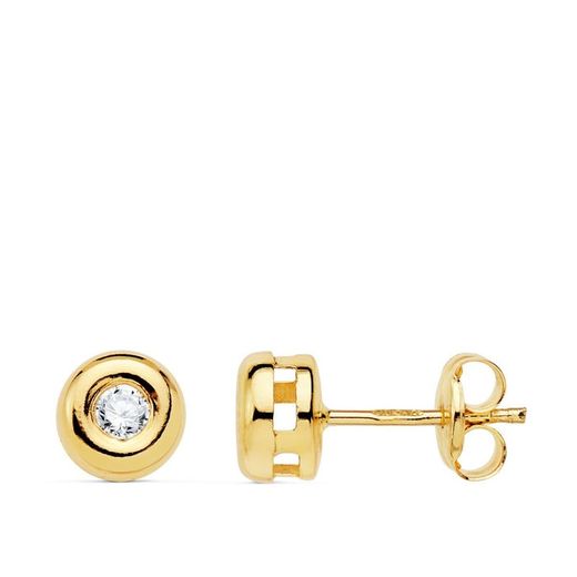18k pendientes oro amarillo chaton diamantes 0.200 qts. presion