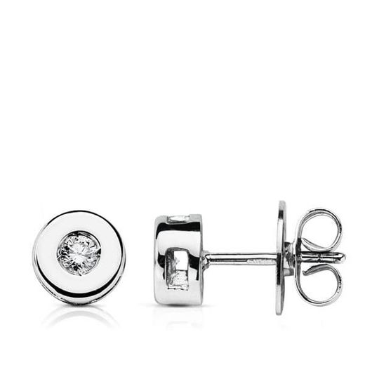 18k pendientes oro blanco chaton 6 mm diamantes 0.130 qts cierre presion