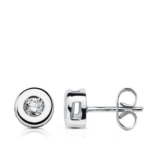 18k pendientes oro blanco diamantes 6.5 mm 0.220 qts. h-si cierre presion