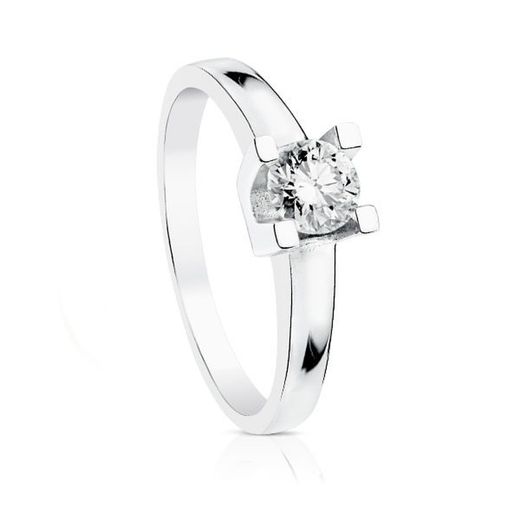 18k Solitario Oro Blanco Diamante Talla Brillante 0.500 Qtes. Pureza Si Color H