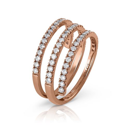 25061109100 Anillo oro rosa tres tiras brillante