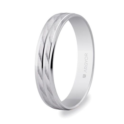 5B40340. Alianza de oro blanco de 18 Quilates