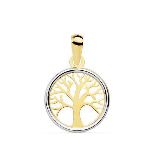 COLGANTE ÁRBOL DE LA VIDA BICOLOR 12 MM. en oro de 18 Kts