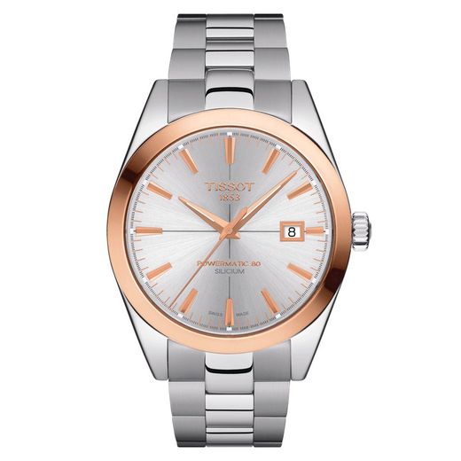 Tissot Gentleman Powermatic 80 Silicium Solid 18K Gold bezel colección T-Gold